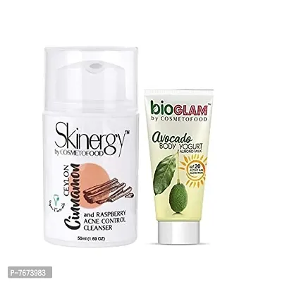 cosmetofood Skinergy Ceylon Cinnamon & Raspberry Acne Control Cleanser Face Scrub with Avocado Body Yogurt, 75 Ml-thumb2