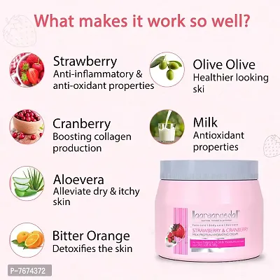 Aryanveda Strawberry  Cranberry Milk Protein Cream| Nourishes Skin | Gives Healthy Glow | Moisturises  Hydrates Skin Deeply, 400 gm-thumb2