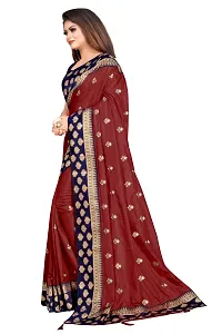 Stylish Maroon Dola Silk Self Pattern Saree with Blouse piece For Women-thumb2