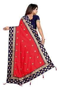 Stylish Red Dola Silk Self Pattern Saree with Blouse piece For Women-thumb1