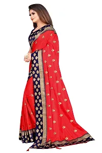 Stylish Red Dola Silk Self Pattern Saree with Blouse piece For Women-thumb3