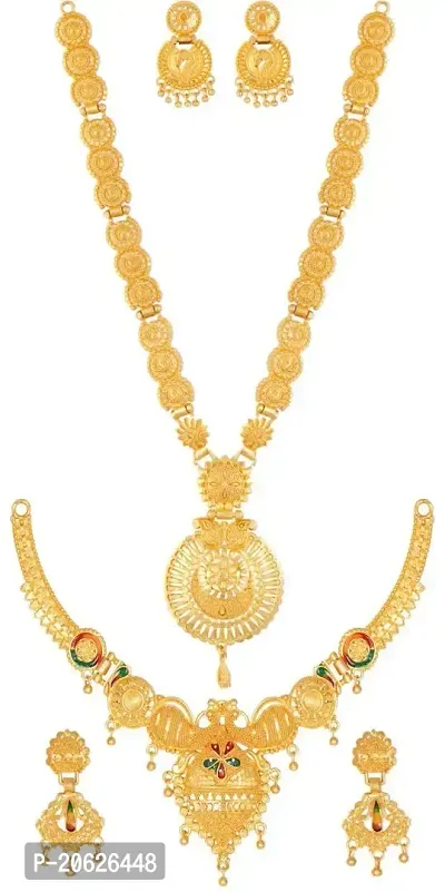 TAGADO Eye-Catchy Jalebi Design Gold Plated Necklace Set For Women-thumb0