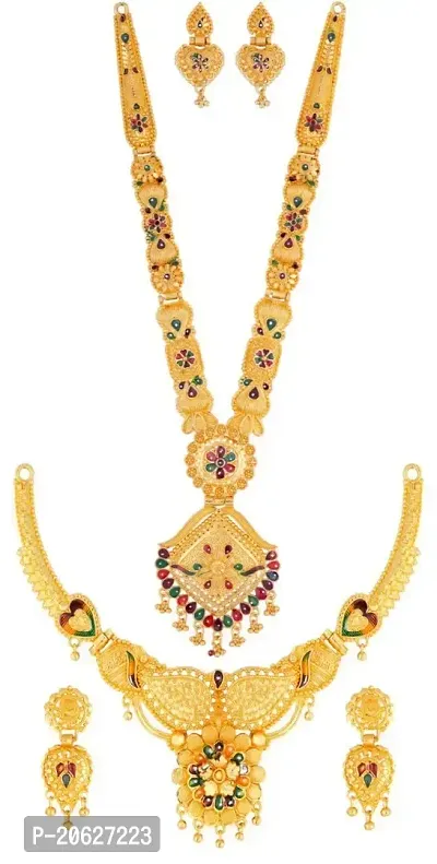 TAGADO Traditional Jewellery Gold Plated Jewellery Set for Women (Golden)