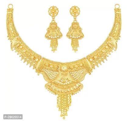 TAGADO Party One Gram Gold Original Wax Forming Work Premium Golden Necklace Jewellery Set for Women