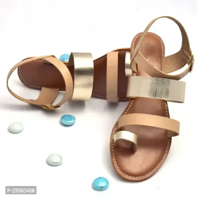 Elegant Synthetic Golden Solid Sandals For Women