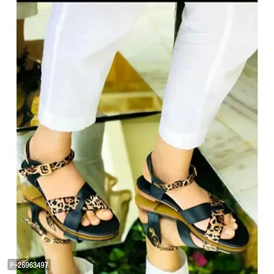 Elegant Synthetic Black Solid Sandals For Women