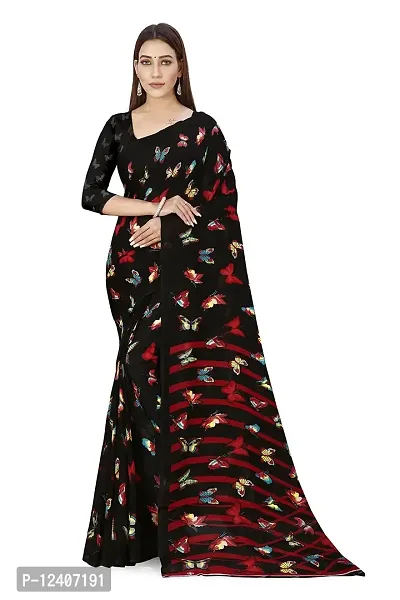 Dori Black Georgette Casual Wear Printed Saree (ZBFSR_068_Black)-thumb0