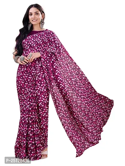 Stylish Wine Georgette Printed Saree with Blouse Piece-thumb0