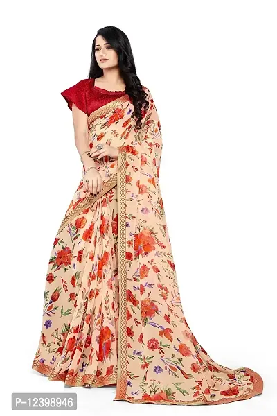 Dori Women Pure Georgette Floral Printed Saree(2944_Peach)-thumb0