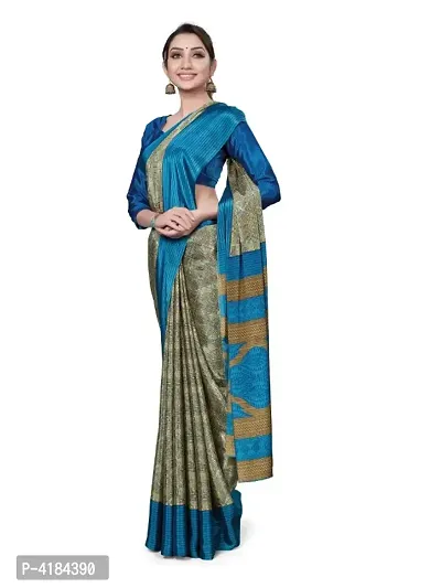 Women Crepe Silk Printed Saree with Blouse piece-thumb0