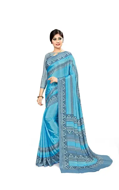 Crepe Printed Sarees with Blouse piece