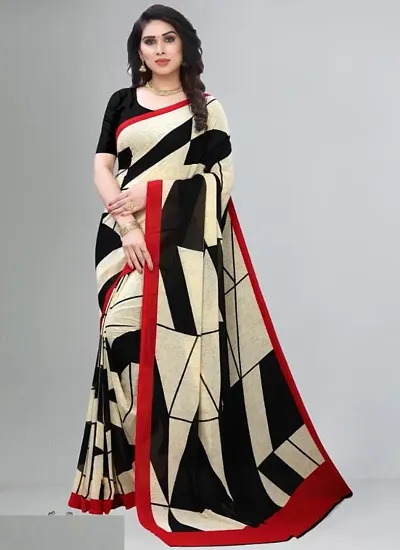 Georgette Printed Sarees with Blouse piece