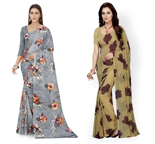 Pack of 2 Multicolor Printed Georgette Combo Saree