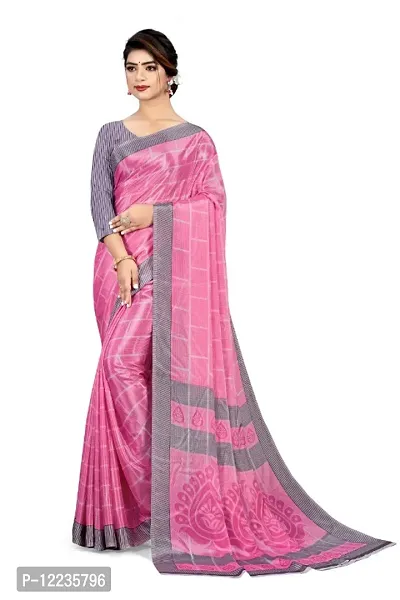 Classic Crepe Printed Saree with Blouse piece-thumb0