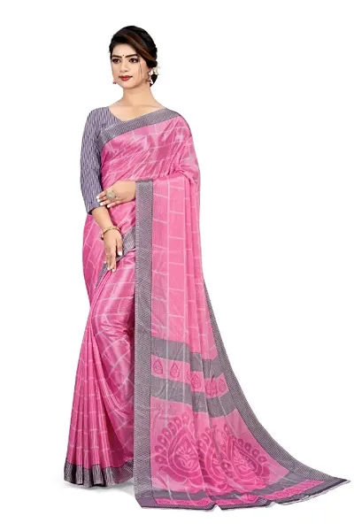 Classic Crepe Printed Saree With Blouse Piece For Women