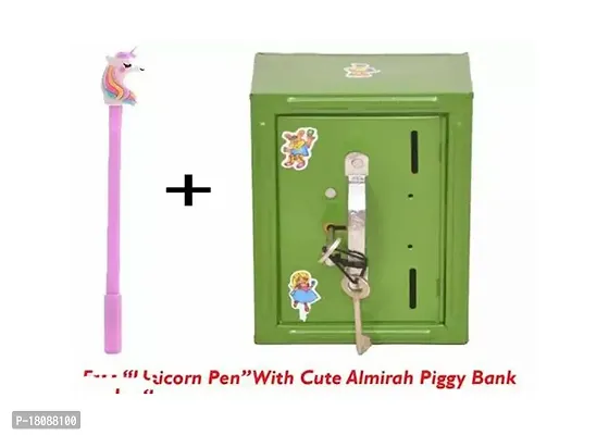 Unicorn Coin Saving Box, Piggy Bank, Saving Pot Money Safety Bank Gullak+Unicorn Pouch Coin Bank-thumb0