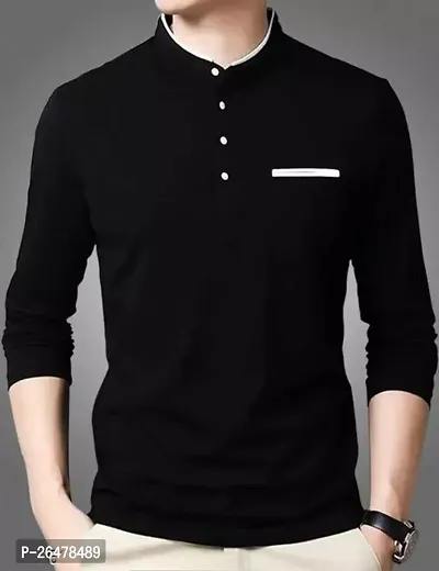 Stylish Men Cotton Mandarin Collor T-Shirt Pack of 1-thumb0
