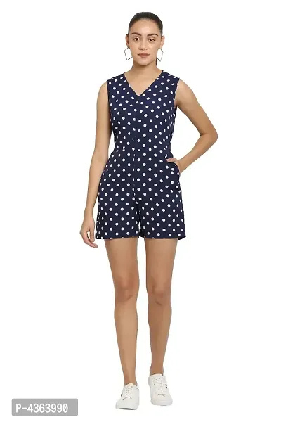 Navy Blue Crepe Playsuit For Women's and Girl's