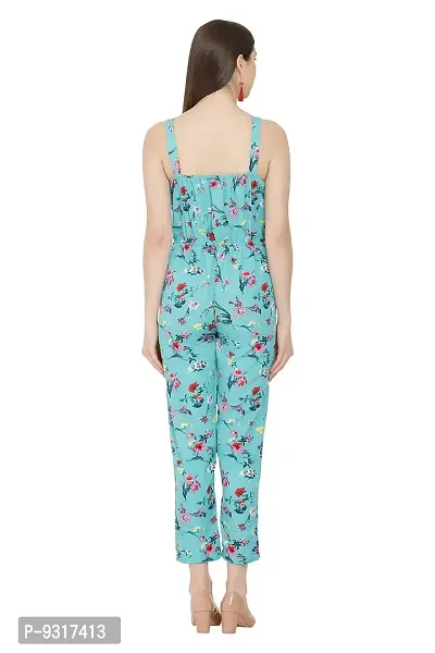 USA Fantasy Women's Turquoise Floral Printed Jumpsuit-thumb3