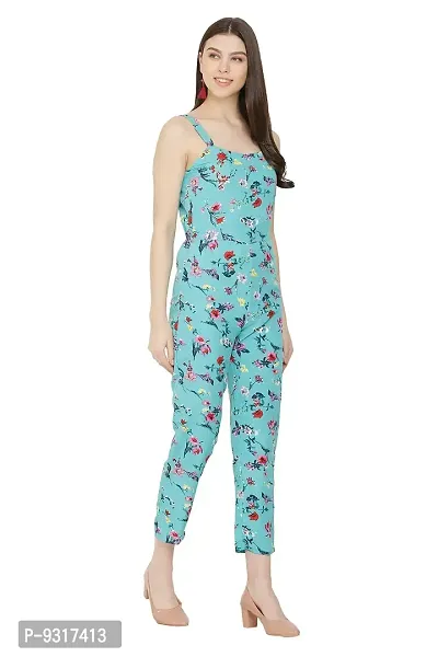 USA Fantasy Women's Turquoise Floral Printed Jumpsuit-thumb2