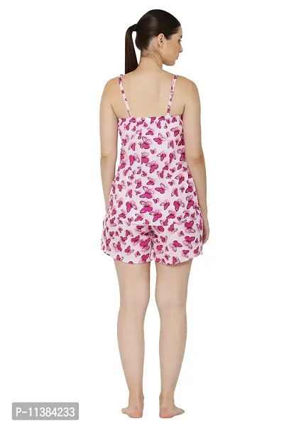 Trendy Women Pink Butter Fly Crepe Nightsuit-thumb3