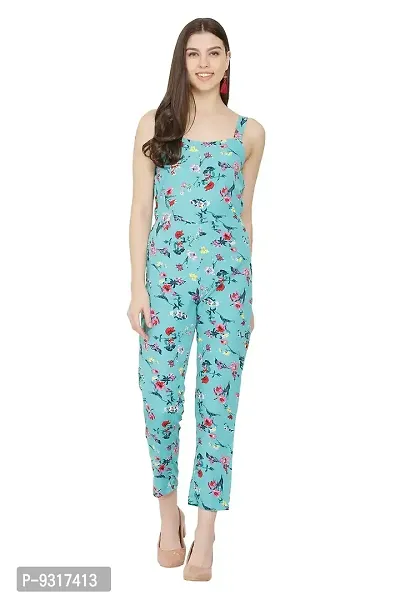 USA Fantasy Women's Turquoise Floral Printed Jumpsuit
