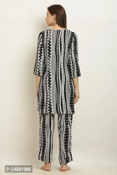 Stylish Black Rayon Striped Top And Pyjama Set For Women-thumb3