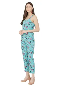 USA Fantasy Women's Turquoise Floral Printed Jumpsuit-thumb3