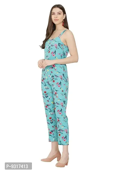 USA Fantasy Women's Turquoise Floral Printed Jumpsuit-thumb4