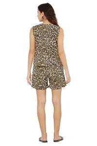 Trendy Women Beige Animal Print Crepe Nightsuit-thumb2