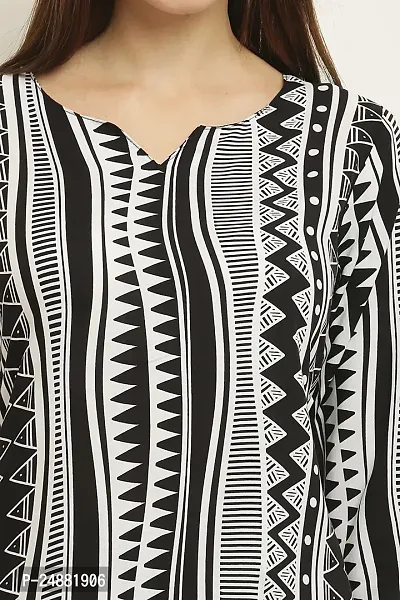 Stylish Black Rayon Striped Top And Pyjama Set For Women-thumb5