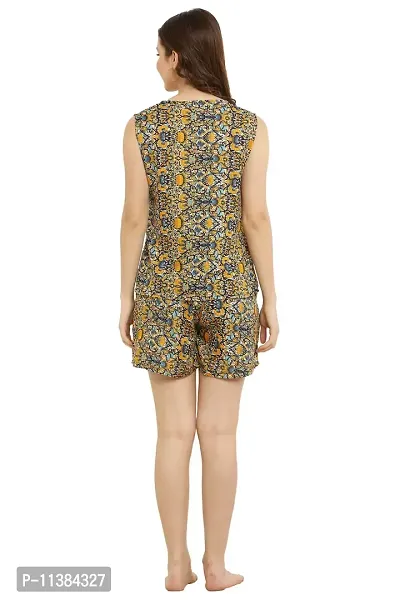 Trendy Women Yellow Printed Crepe Nightsuit-thumb3