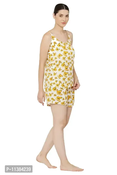 Trendy Women Yellow Butter Fly Crepe Nightsuit-thumb2