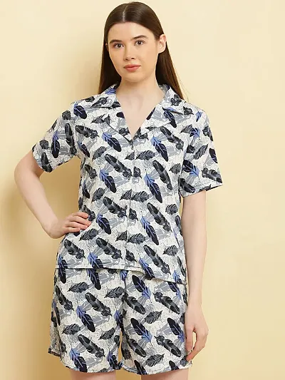 Contemporary Crepe Printed Top and Short Co-Ords Set For Women