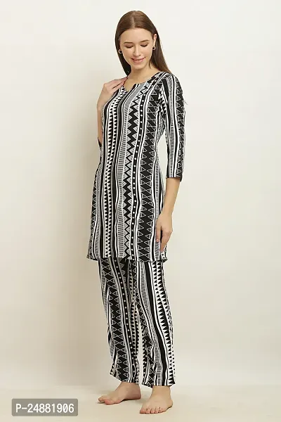 Stylish Black Rayon Striped Top And Pyjama Set For Women-thumb4