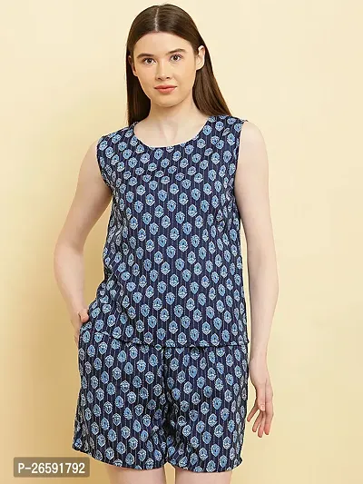 Contemporary Crepe Printed Top and Short Co-Ords Set For Women