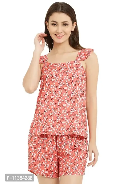 Trendy Women Pink Floral Rayon Nightsuit-thumb0