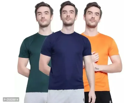 Fabulous Polyester Solid Round Neck Tees For Men- Pack Of 3-thumb0