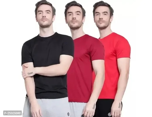 Fabulous Polyester Solid Round Neck Tees For Men- Pack Of 3-thumb0