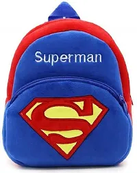 Miss India Superman Kids Backpack With Free Water Bottle|Soft Velvet Fabric Kids School Bag/Nursery/Picnic/Carry/Travelling School Bag-(2-5 Years Age)-thumb2