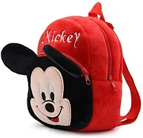 Miss India Mickey Red Kids Backpack With Free Water Bottle|Soft Velvet Fabric Kids School Bag/Nursery/Picnic/Carry/Travelling School Bag-(2-5 Years Age)-thumb4