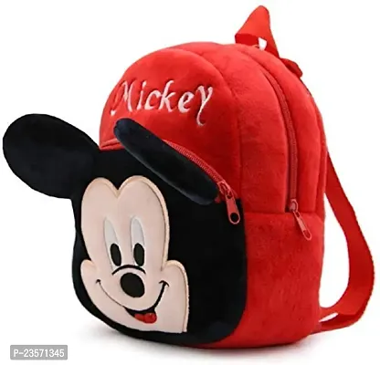 Miss India Mickey Red Kids Backpack With Free Water Bottle|Soft Velvet Fabric Kids School Bag/Nursery/Picnic/Carry/Travelling School Bag-(2-5 Years Age)-thumb5