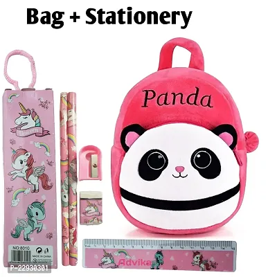 Pink Panda School Bags for Kids Boys and Girls- Decent school bag for girls and boys Printed Pre-School For (LKG/UKG/1st std) Child School Bag-thumb0