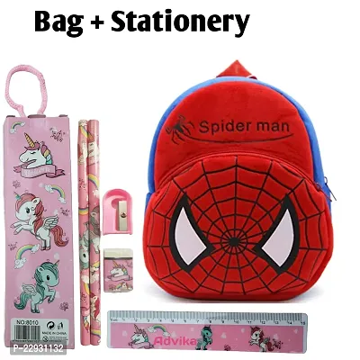 Spiderman Red  School Bags for Kids Boys and Girls- Decent school bag for girls and boys Printed Pre-School For (LKG/UKG/1st std) Child School Bag-thumb0