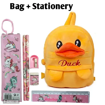 Duck  School Bags for Kids Boys and Girls- Decent school bag for girls and boys Printed Pre-School For (LKG/UKG/1st std) Child School Bag-thumb0