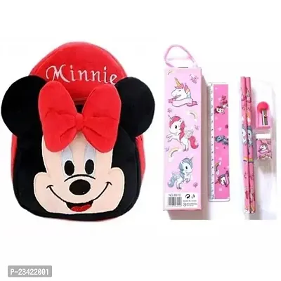 Minnie Red School Bags for Kids Boys and Girls- Decent school bag for girls and boys Printed Pre-School For (LKG/UKG/1st std) Child School Bag-thumb0
