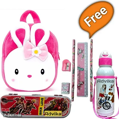 Classy Printed School Bags for Kid with Pencil, Eraser, Sharpener and Scale and Water Bottle-thumb0
