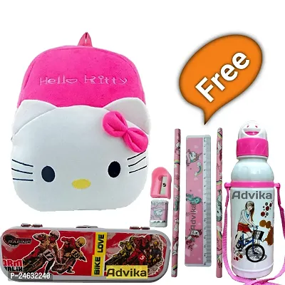 Kids School Bag Cute Hello Kitty  Free With Bottle Backpacks for Girls/Boys/Animal Cartoon Mini Travel Bag Backpack for Kids Girl Boy (2-6 Years)