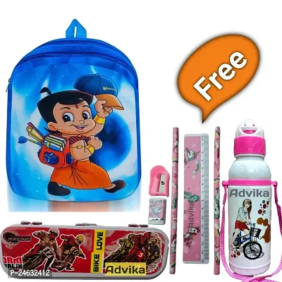 Kids School Bag Cute Bheem  Free With Bottle Backpacks for Girls/Boys/Animal Cartoon Mini Travel Bag Backpack for Kids Girl Boy (2-6 Years)