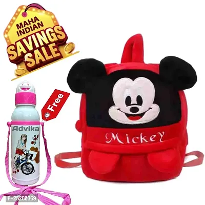 Mickey Headup Bag Small 12 L Backpack Kids School Backpack Cartoons Soft Toy Bag Backpack Free Water bottle For boys Girls -5 Years.-thumb0